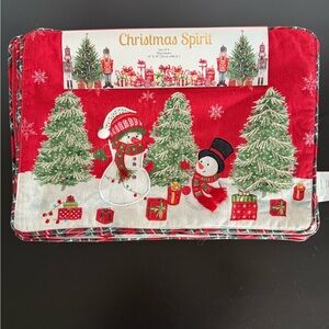 Mireille Designs Christmas Placemats Handmade Polyester Cotton 4 Set 13x19 NEW